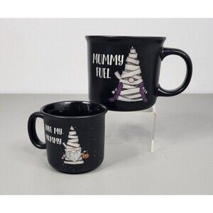 Cobwebs & Cauldrons Halloween Mummy Fuel Set Of 2 MUG Mother and child Lot Black